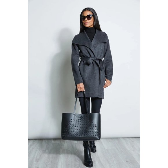 Tahari Jackets Coats Tahari Ella Tie Belt Wool Blend Coat